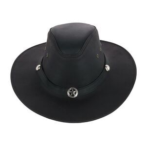 CTM Men's Leather Western Hat with Star Concho Hatband